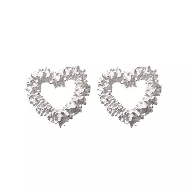 Fashion Heart Silver Plated Ear Earrings Stud Women Wedding Party Jewelry Gift