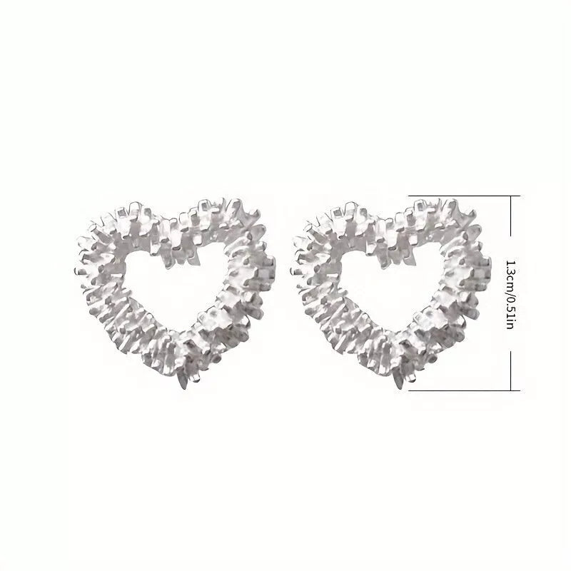 Fashion Heart Silver Plated Ear Earrings Stud Women Wedding Party Jewelry Gift
