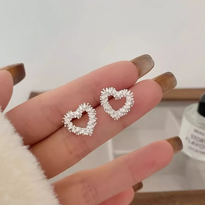 Fashion Heart Silver Plated Ear Earrings Stud Women Wedding Party Jewelry Gift