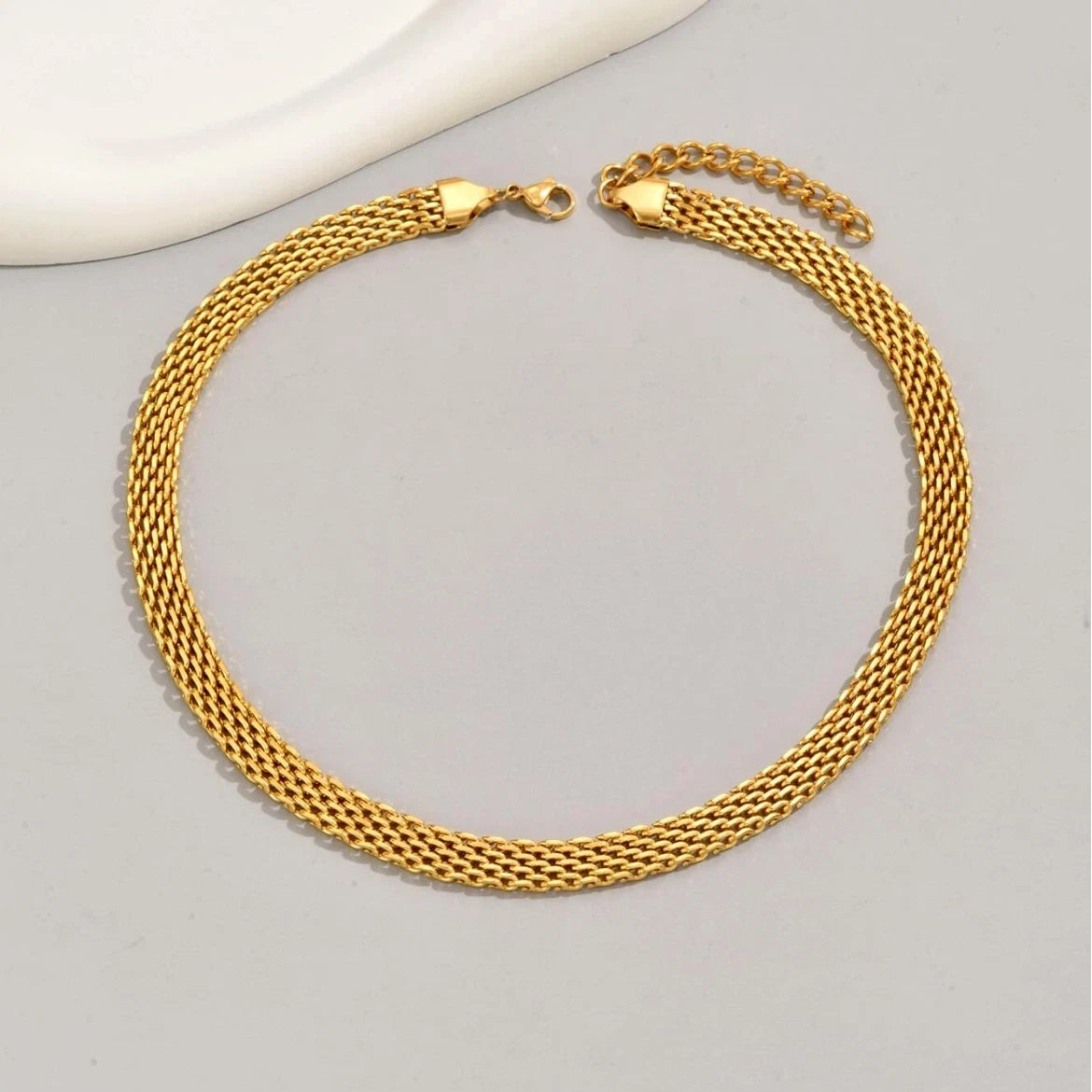Women's Necklace Chunky 18K Gold Plated Stainless Steel Mesh Chain Fashion Jewel