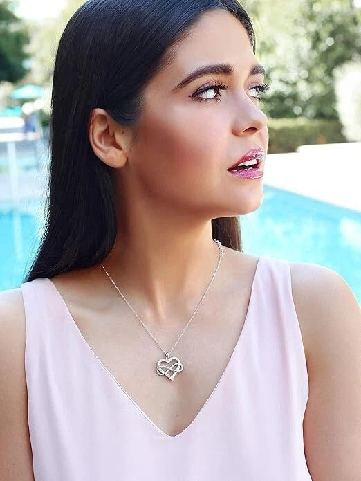 Infinity Heart Necklace for Women 925 Sterling Silver with Cubic Zirconia Stones
