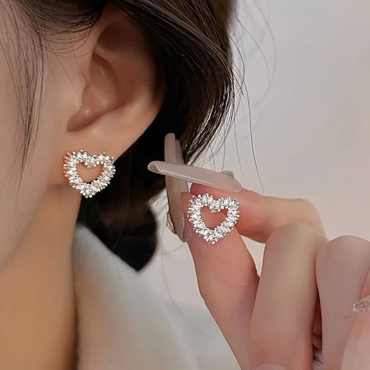 Fashion Heart Silver Plated Ear Earrings Stud Women Wedding Party Jewelry Gift