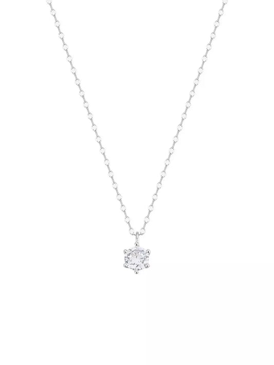 925 Silver Filled Round Crystal Pendant Chain Necklace Womens Jewellery Choker