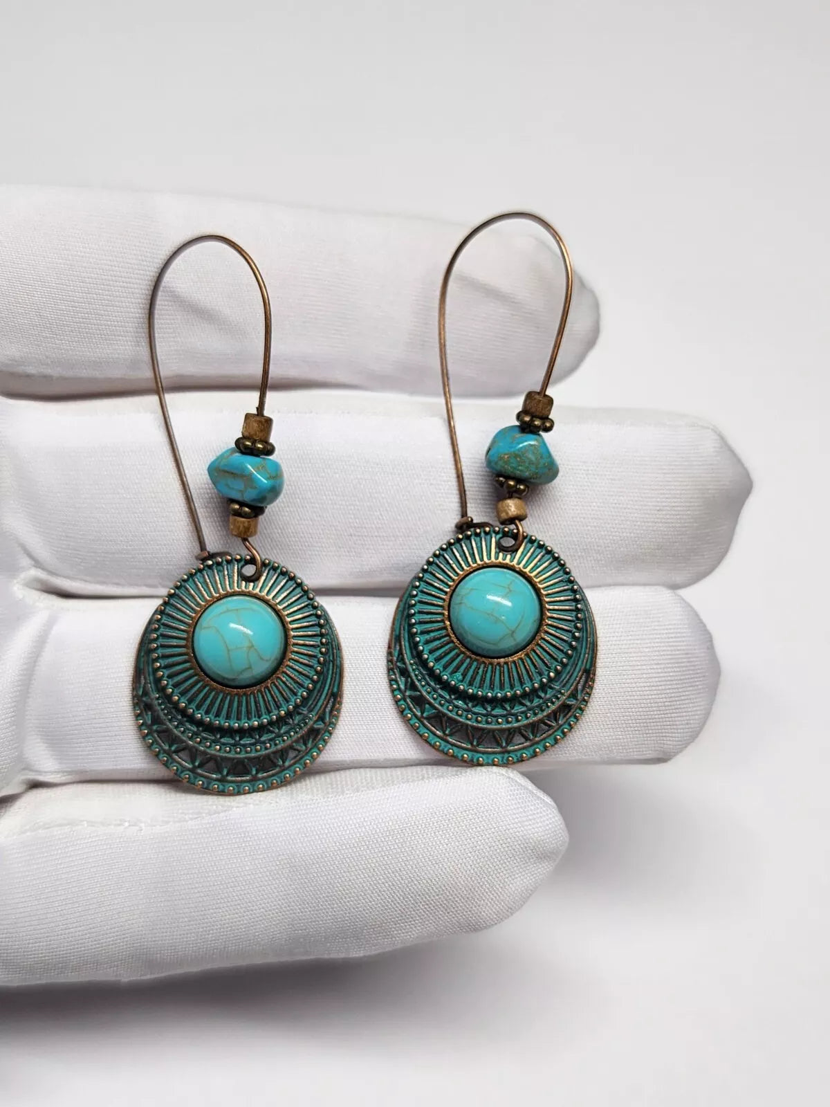 Vintage Boho Style Dangle Drop Earrings With Turquoise For Women Fashion Jewelry