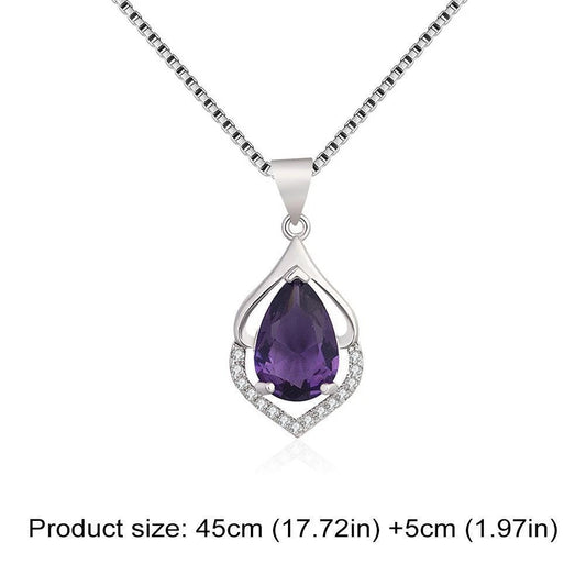 Crystal Amethyst Pendant Chain Necklace 925 Sterling Women's Silver -HOT..