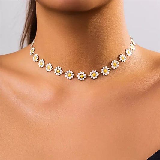 Women's Fashion Jewelry Daisy Flower Choker Necklace 573